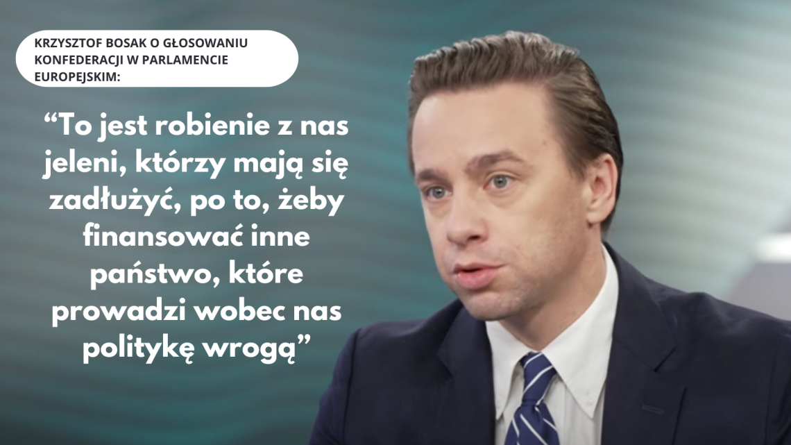 Krzysztof Bosak ostro o głosowaniu Konfederacji w sprawie zamrożonych rosyjskich środków na pomoc Ukrainie.